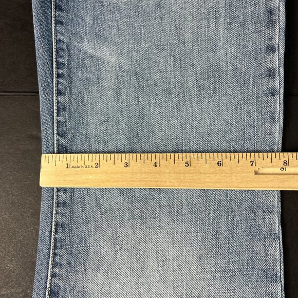 Express X2 Jeans Women's Measured 32x32 Slim Low Rise Flare Blue Denim Tag 6 L - Picture 13 of 16